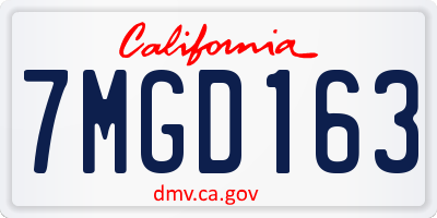 CA license plate 7MGD163