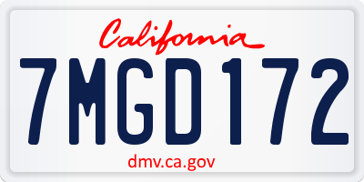 CA license plate 7MGD172