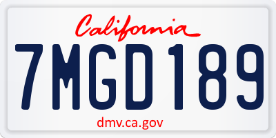 CA license plate 7MGD189