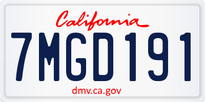 CA license plate 7MGD191