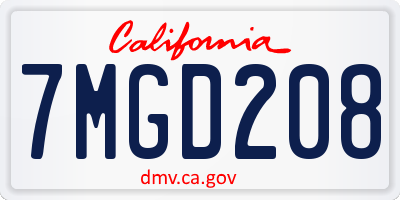 CA license plate 7MGD208