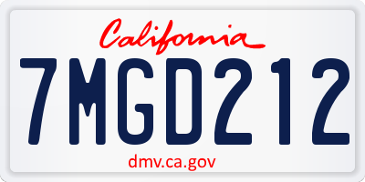 CA license plate 7MGD212