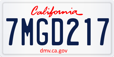CA license plate 7MGD217