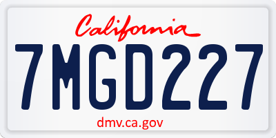 CA license plate 7MGD227