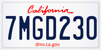 CA license plate 7MGD230