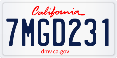 CA license plate 7MGD231