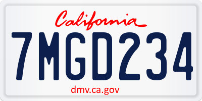 CA license plate 7MGD234