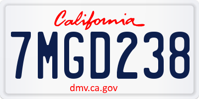CA license plate 7MGD238