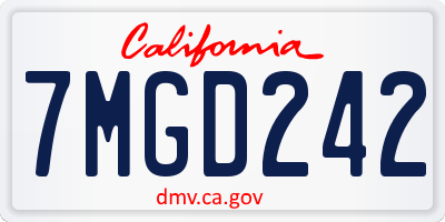 CA license plate 7MGD242