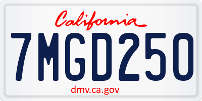 CA license plate 7MGD250