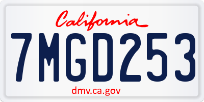 CA license plate 7MGD253