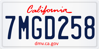 CA license plate 7MGD258