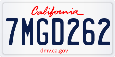 CA license plate 7MGD262