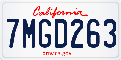 CA license plate 7MGD263