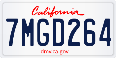 CA license plate 7MGD264