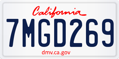 CA license plate 7MGD269