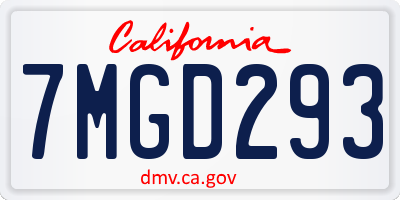 CA license plate 7MGD293