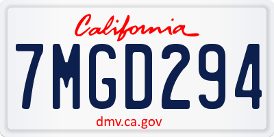 CA license plate 7MGD294