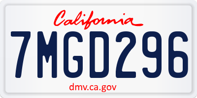 CA license plate 7MGD296