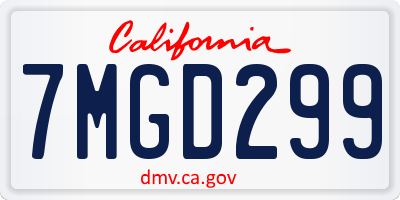 CA license plate 7MGD299