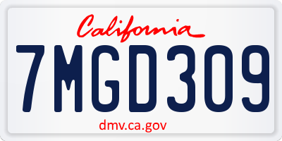CA license plate 7MGD309