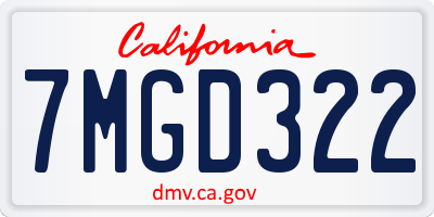 CA license plate 7MGD322