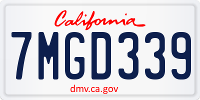 CA license plate 7MGD339