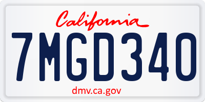 CA license plate 7MGD340