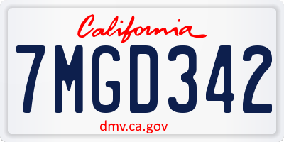 CA license plate 7MGD342