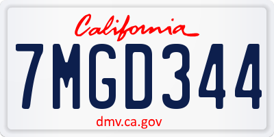 CA license plate 7MGD344