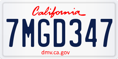 CA license plate 7MGD347