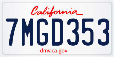 CA license plate 7MGD353