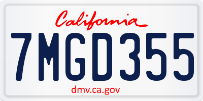CA license plate 7MGD355