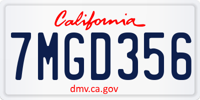 CA license plate 7MGD356