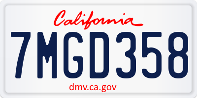 CA license plate 7MGD358