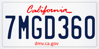CA license plate 7MGD360