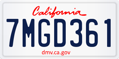 CA license plate 7MGD361