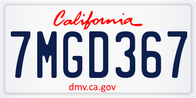 CA license plate 7MGD367