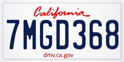 CA license plate 7MGD368