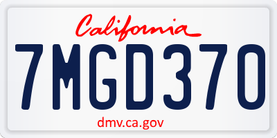 CA license plate 7MGD370