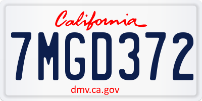 CA license plate 7MGD372