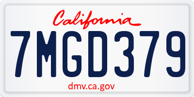 CA license plate 7MGD379