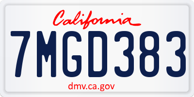 CA license plate 7MGD383