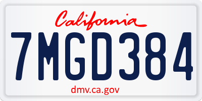 CA license plate 7MGD384