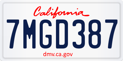 CA license plate 7MGD387