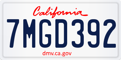 CA license plate 7MGD392