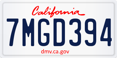 CA license plate 7MGD394