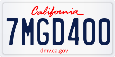 CA license plate 7MGD400