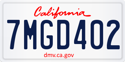 CA license plate 7MGD402