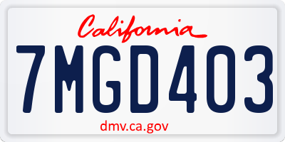 CA license plate 7MGD403